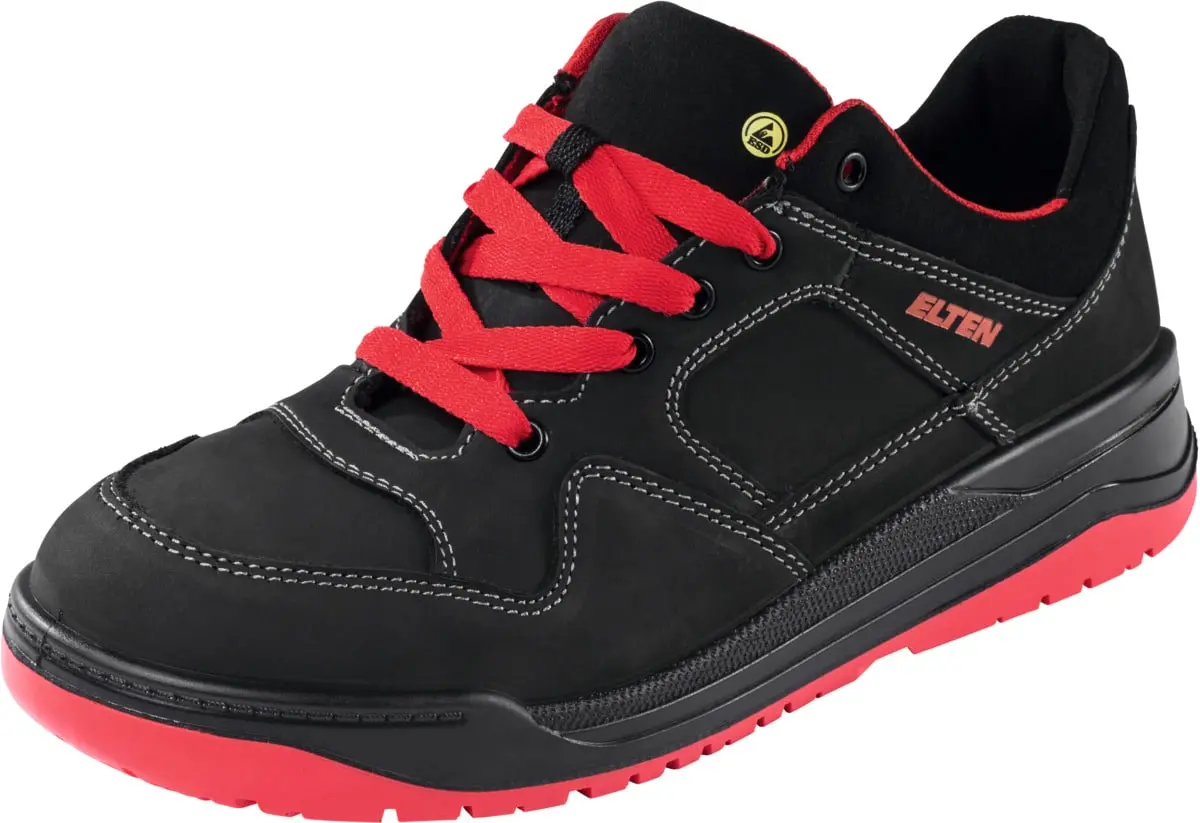 ESD, - Calzatura black-red MAVERICK ELTEN S3 bassa nera/rossa Low Metalworker -
