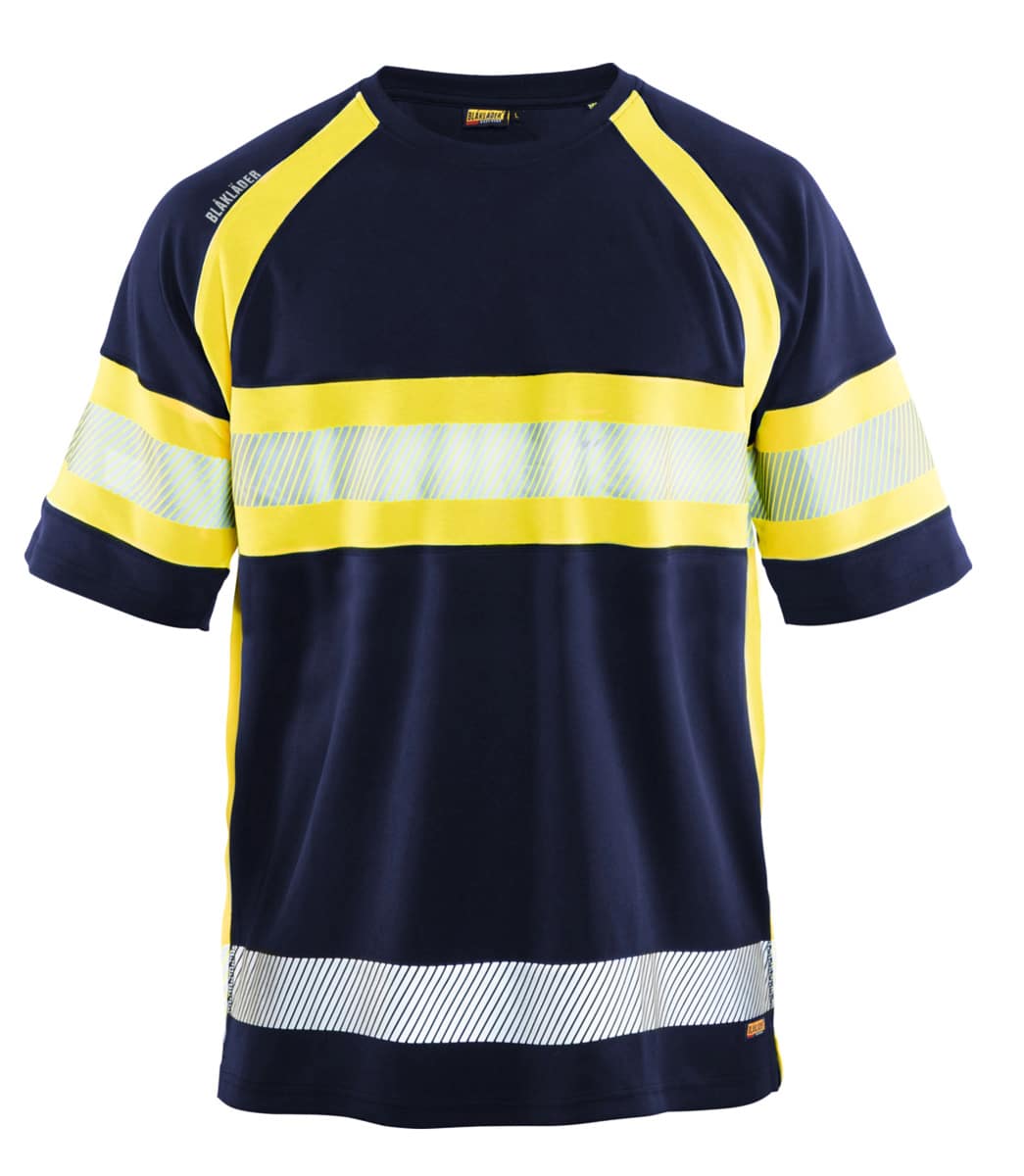 BLAKLÄDER - T-shirt alta visibilità blu marino / giallo - Metalworker