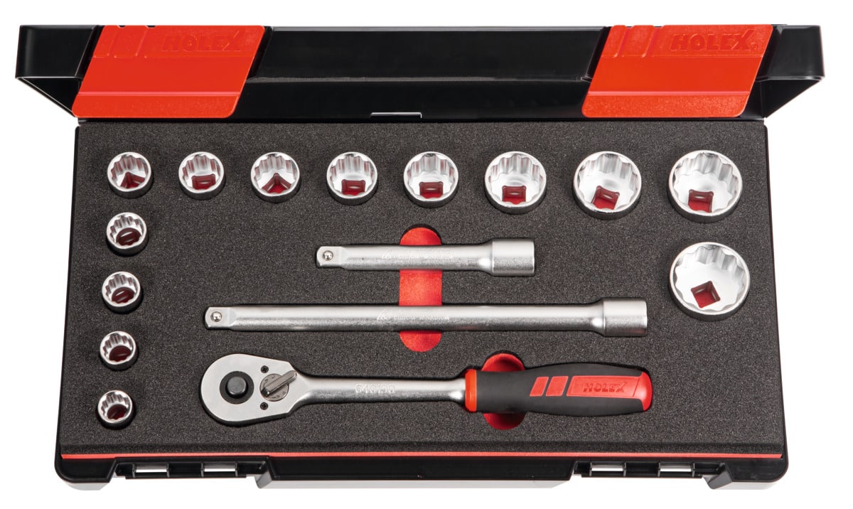 HOLEX - Set di chiavi a bussola con attacco quadro da 3/8 pollice, misure  in pollici 28 pezzi, Numero pezzi: 28 - Metalworker