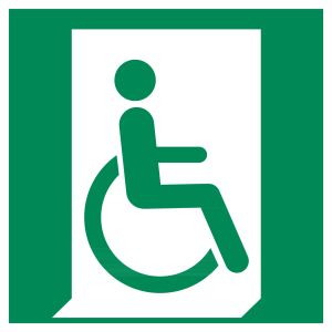 Segnali di salvataggio Uscita di emergenza disabili (a destra)