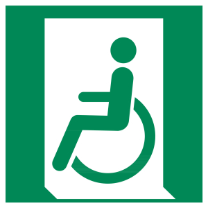Segnali di salvataggio Uscita di emergenza disabili (a sinistra)