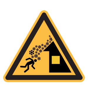 Simbolo di avvertimento Pericolo caduta neve dal tetto