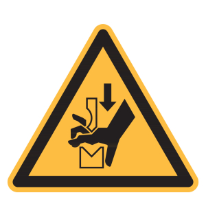 Simbolo di avvertimento Pericolo schiacciamento mani tra utensili di una pressa
